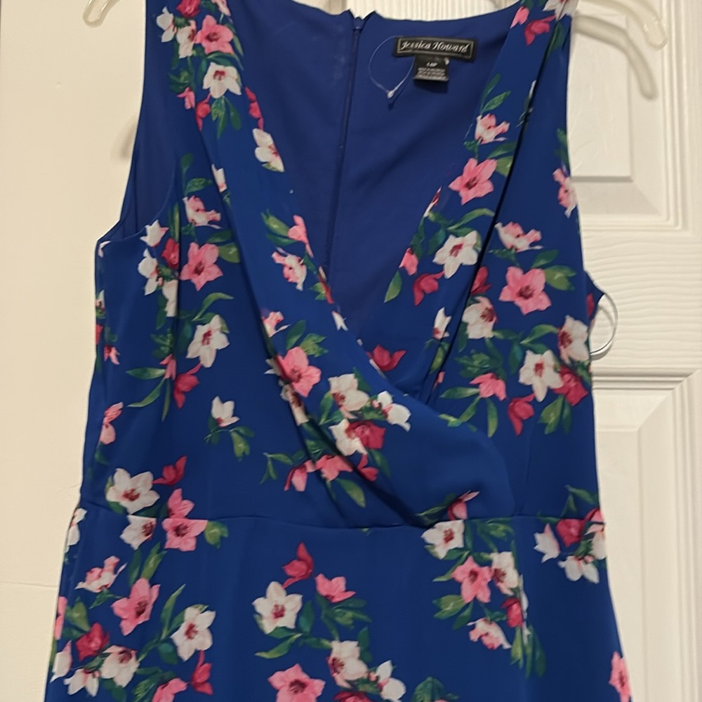 Floral Blue Sleeveless Dress